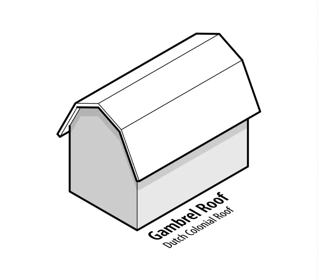 Grayscale illustration of gambrel roof barn